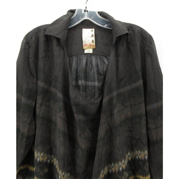 Da Nang Top Small Silk Tunic Blouse Southwestern Boho Sheer Roll Tab - Picture 2 of 11